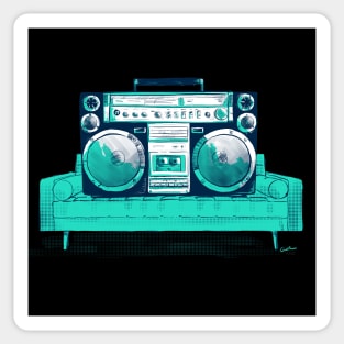 Big Boom Box on Couch – Retro Hip Hop Sticker